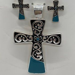 Colorful Rainbow Collection Pendant Earring Set Turquoise New